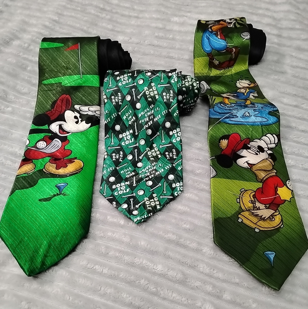 Disney Golf Themed Ties Set Novelty Fun Nostalgia Gift Business Casual